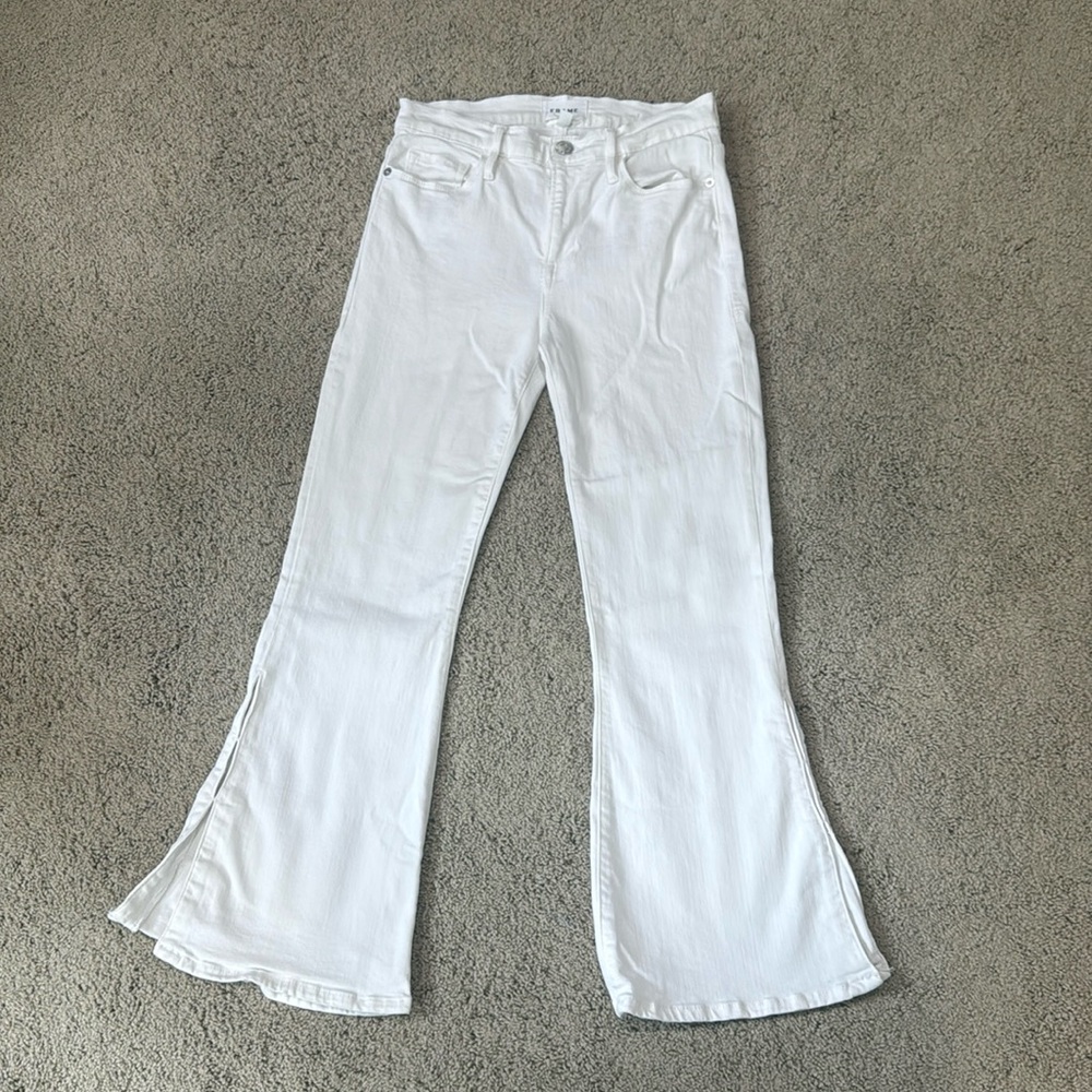 Frame le crop mini boot Denim White Flare Jeans 26